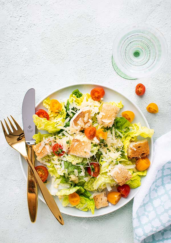 caesar salad with cherry tomatoes