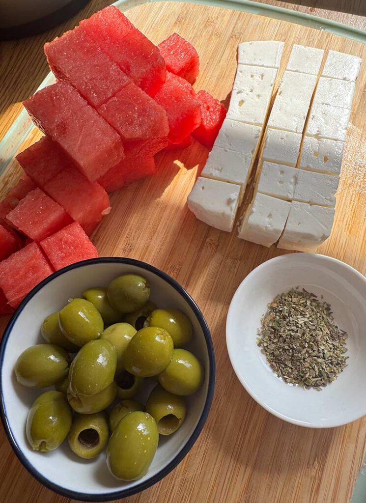 Ingredients- Watermelon,-Olives-and-Feta-Cubes-Checkerboard-Appetizer