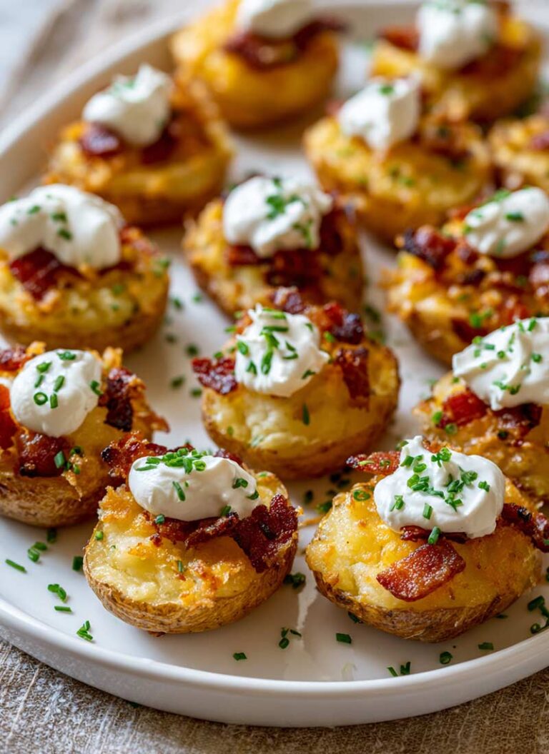 Loaded Baked Potato Bites with Cheese, Bacon, and Sour Cream