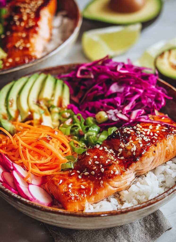 Sweet-Chili-Salmon-Bowl-with-Rice-and-Veggies