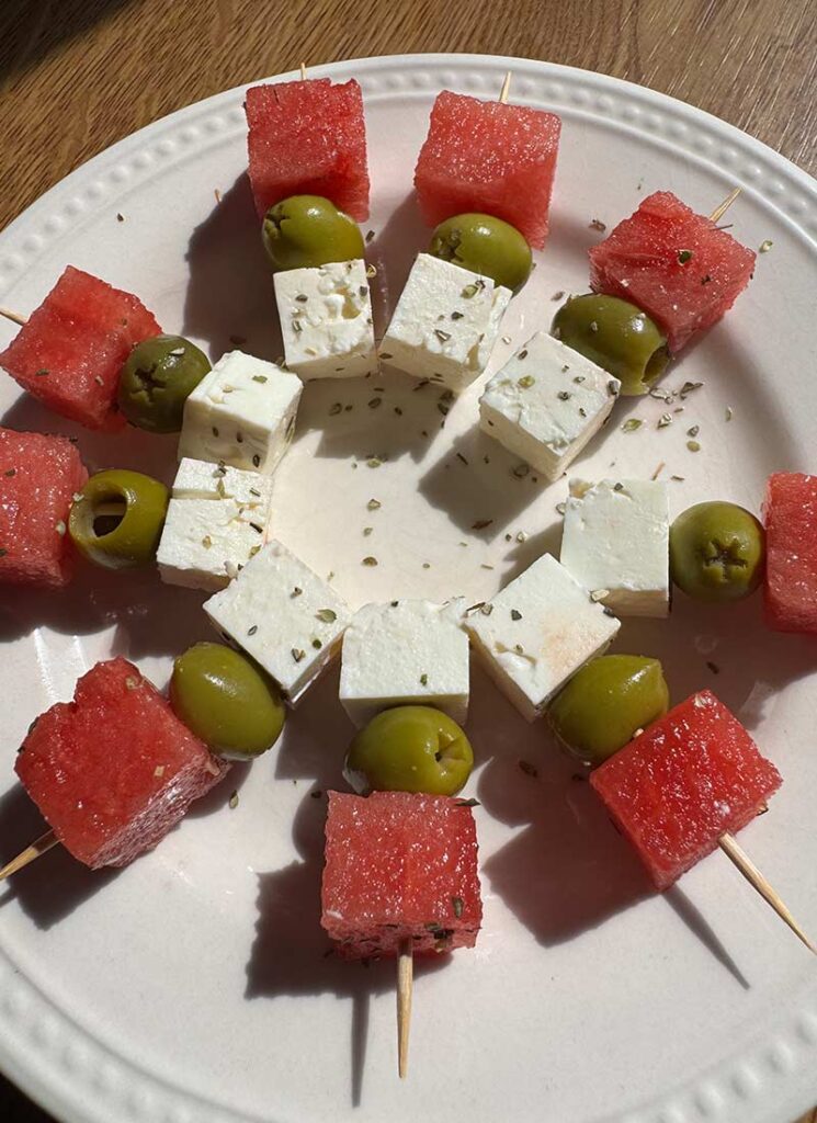 Watermelon,-Olives-and-Feta-Cubes-skewers