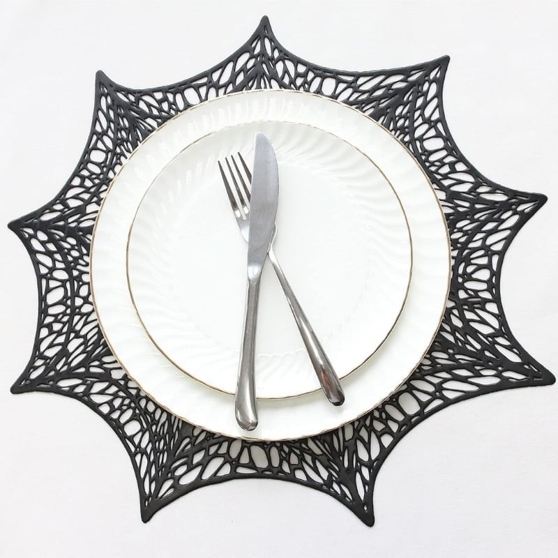 Black Spiderweb Placemat Amazon Halloween Party Supplies