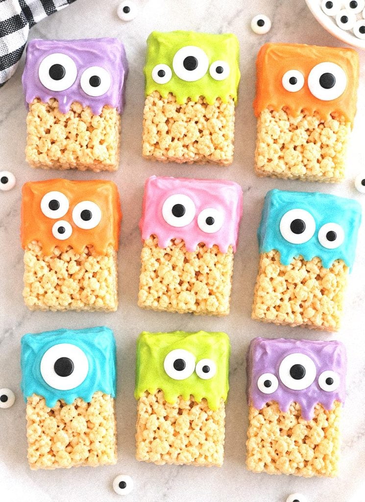 Colorful Monster Rice Krispie Halloween Treats
