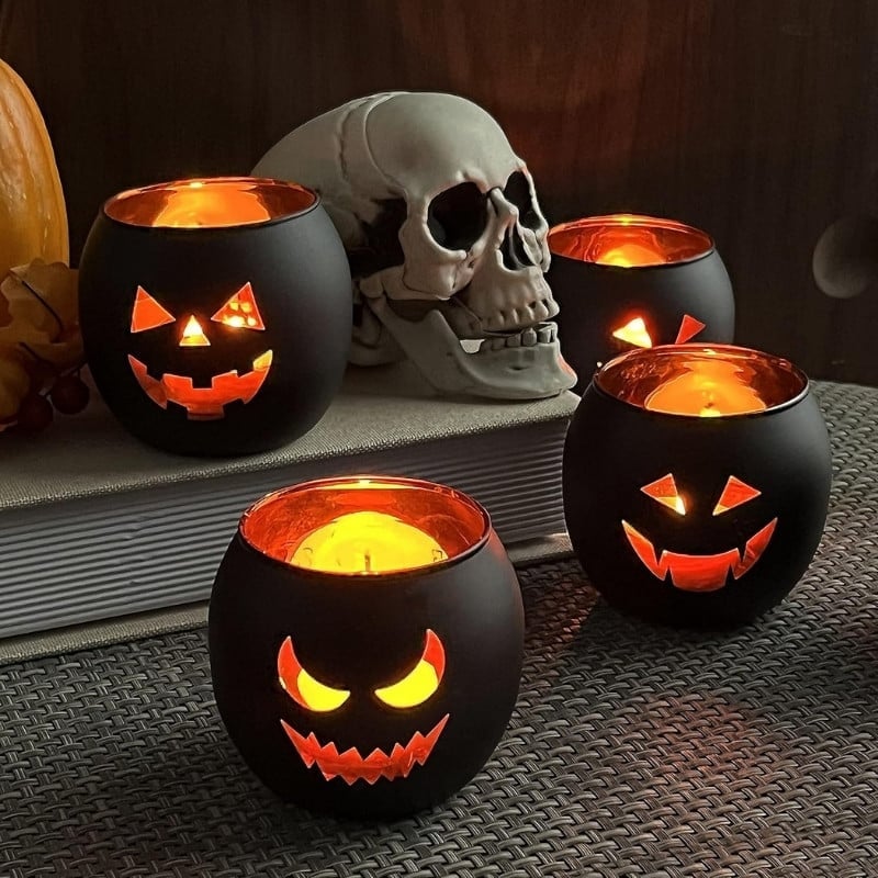 Jack O Lantern Black Votive Tea Light Candle Holders Amazon Halloween Party Supplies
