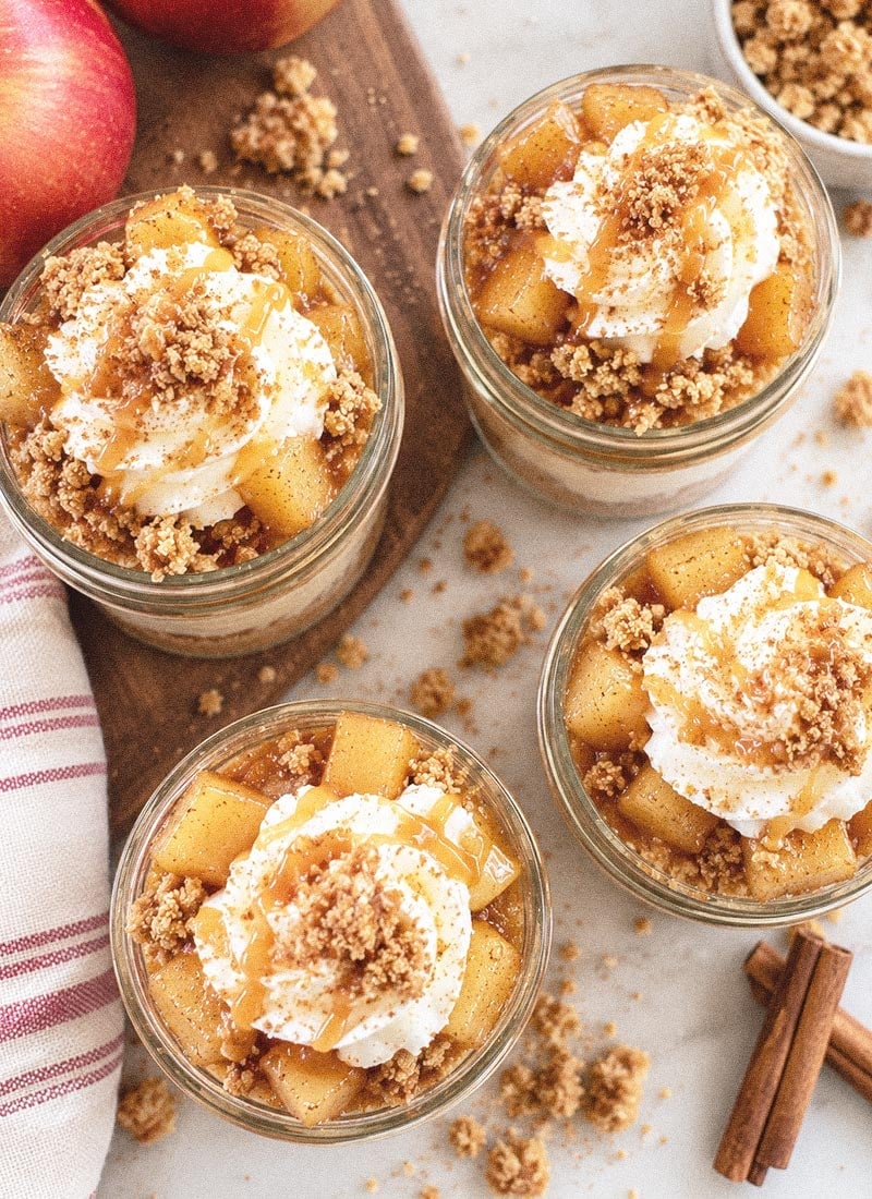 No Bake Apple Pie Cheesecake Cups Recipe top view