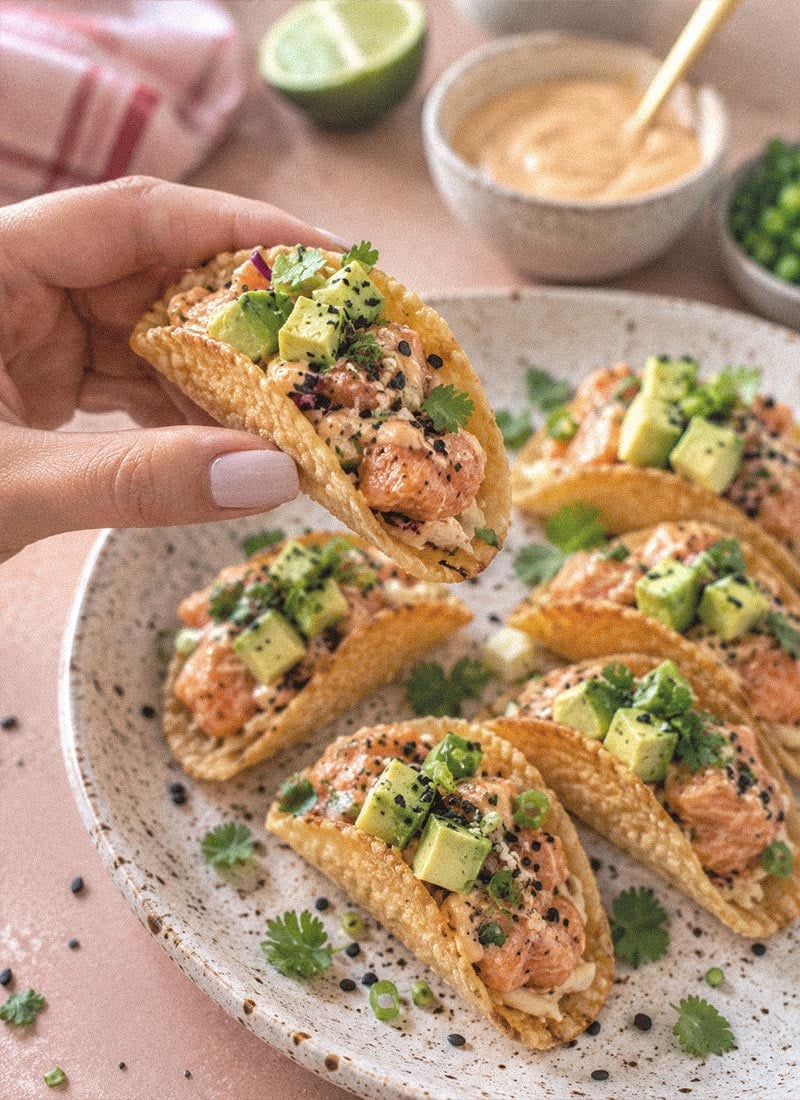 Simple salmon tacos appetizer